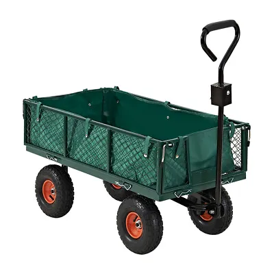 Heavy Duty 300KG Large Garden Tool Trolley Cart 4 Wheels Barrow Quad Trailer UK • £65.99