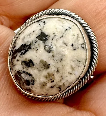 Navajo White Buffalo Turquoise Ring Sz 7.5 Sterling By Scott Skeets Patina • $96.94