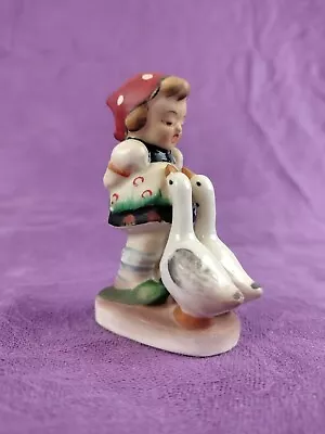 Vintage Girl With Geese Small Porcelain Figurine Kitschy Cute Made In Japan • $16.92