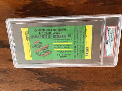 RARE 1974 MUHAMMAD ALI Vs GEORGE FOREMAN  Full Boxing Ticket PSA 3 • $599