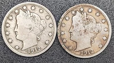 1912 And Key Date 1912-D Liberty V Nickels - Nice Full LIBERTY Coins • $3.58