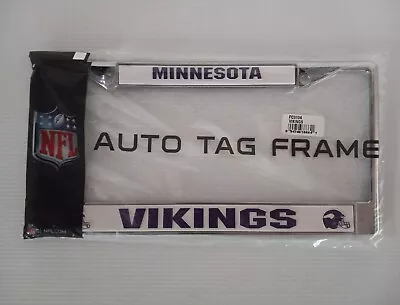 (1) MINNESOTA VIKINGS Logo Chrome Metal License Plate Frame Auto Tag Frame NEW  • $18.95