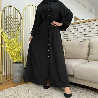 £10 • Buy Women Dubai Button Abaya Nida Style Kaftan Farasha Maxi Shirt Dress 