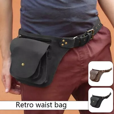 Medieval Faux Belt Waist Bag Leather Steampunk Hip Pocket Outdoor Travel. • $23.01