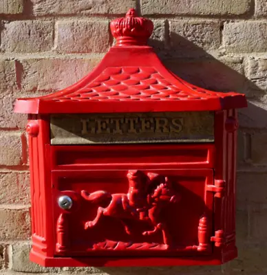 Vintage Victorian Style Red Wall Mounted Outdoor Letter Mail Post Box Lockable • £64.99