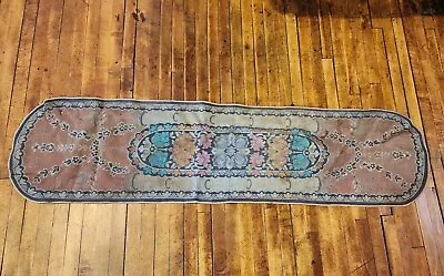 Antique Velvet-Lined Tapestry Dresser Scarf Table Runner Floral 47 Inch Long • $18.88