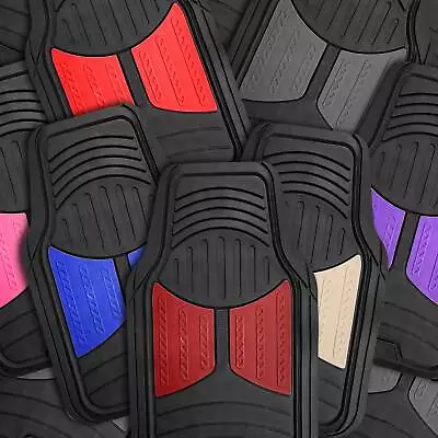 FH Group Rubber Car Floor Mats 2-Tone Design Heavy Duty All Weather - 4 Pc Set • $29.99