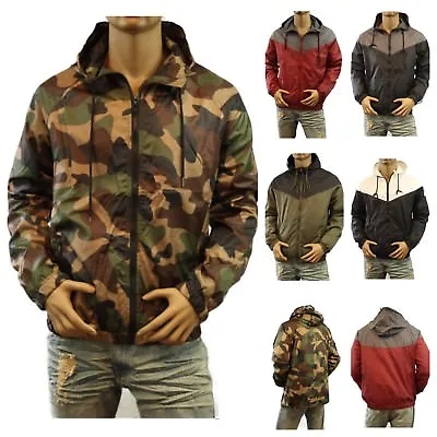 Men's Windbreaker Hoodie Camo Biker Hiking Fishing Casual GYM Outdoor JACKET NEW • $29.99