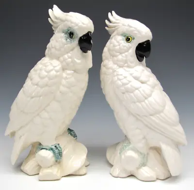 2 Vintage Napco Japan Ceramic 8  White Parrot Cockatoo Rare Retro Modern MCM • $99.99