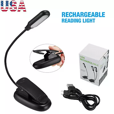 Mini LED Reading Book Light W/Flexible Clip USB Rechargeable Desk Table Lamp US • $8.99