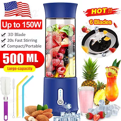 Mini Electric Blender Juicer Cup USB Rechargeable Fruit Smoothies Mixer Machine • $18.99