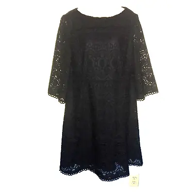 CHICO'S Black Overlay Dress Womens Size 1 Medium 8 Cover Up Great With Leggins • £43.43