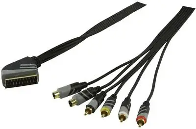 £9.92 • Buy 5m Scart To Composite 4x Phono RCA & SVIDEO SVHS AV Cable IOUT  Triple Lead 
