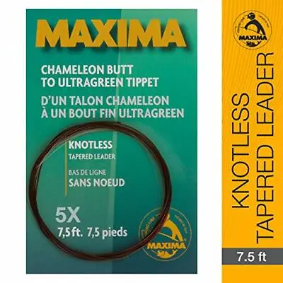 Maxima Fishing Line 7 1/2-Feet Knotless Tapered Leaders Brown And Green 5X • $10.67