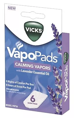 🔥BRAND NEW Vicks VapoPads Calming Vapors Lavender 6 Pads Family Pack New VSP30 • $12.99