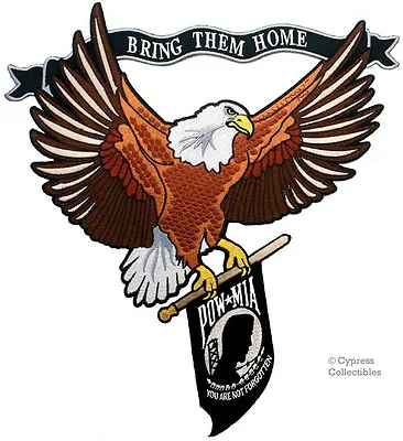 BALD EAGLE EMBROIDERED PATCH POW MIA FLAG VIETNAM VET IRON-ON WAR Veteran LARGE • $24.99