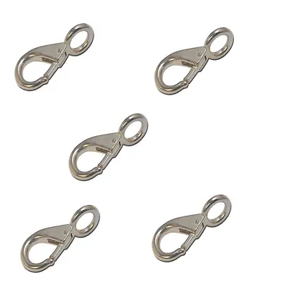 $19.99 • Buy 5 Pc 3/8'' Stainless Steel Fixed Eye Boat Snap Hook Marine Grade 316 Size #0