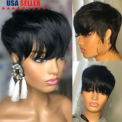 Pixie Human Hair Black Short Cuts Wigs Brazilian Women Hairstyles Natural Wigs • $12.23