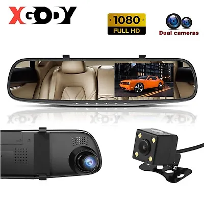 $30.99 • Buy 1080P Dash Camera 4.3  Rear View Camera Car DVR Cam Reversing Mirror Recorder AU