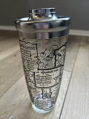 VTG Martini Cocktail Shaker MCM 1950s Drink Recipes Glass Chrome • $24.99