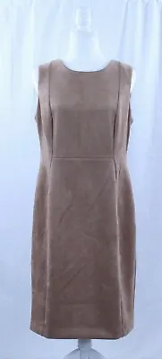 $71.99 • Buy NEW Calvin Klein Dress Sleeveless Faux Suede Brown Tan Solid Classic Work 12 NWT