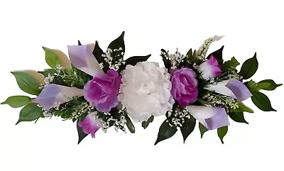 Lavender Rose & White Peony 24  Wall Swag Display-ready Silk Flower Decor BP2231 • $28.95