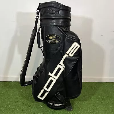 Vintage King Cobra Black Leather Oversize Golf Bag 6 Way W/Detachable Rain Bag • $125