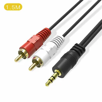 $6.99 • Buy 2 RCA Male Plug To 3.5mm Female Aux Audio Headphone Jack Converter Adapter Cable