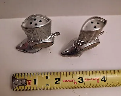 VINTAGE 1960's MINI METAL COWBOY/ COWGIRL BOOTS SALT & PEPPER SHAKERS NEW MEXICO • $19.66