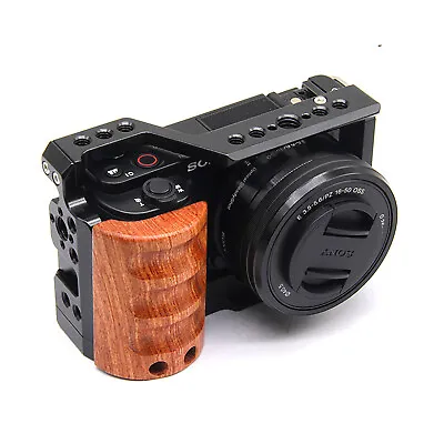 Camera Cage Video Rig Wood Handle Grip Quick Release Stabilizer For Sony ZV-E10 • $58.99