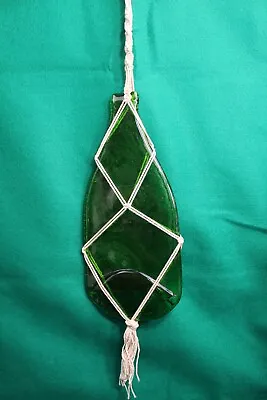 Vintage Wine Bottle Wall Decor Flattened Melted With Macrame Hanger • $5.95