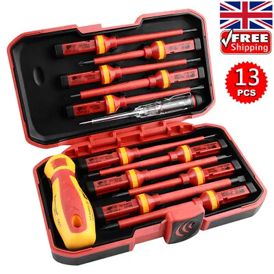 13x VDE Insulated Electricians Screwdriver Set 1000V Electrical Repair Tool Kit • £17.99