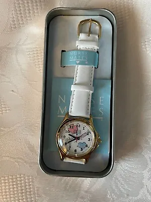 Vintage Never Used Nurse Mate Wristwatch W White Buckle Band • $50