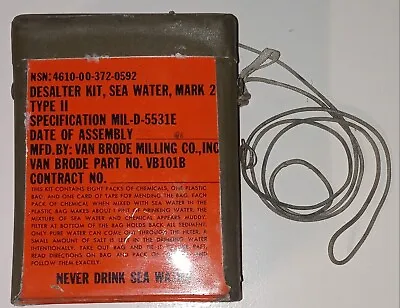 Nsn 4610-00-372-0592 Ionic Sea Water Desalter/ Survival Kit Military/ Usaf 1964 • $15
