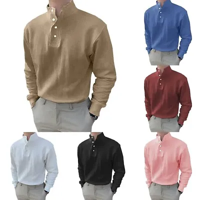 £16.02 • Buy Long Sleeve Shirt Four Seasons High Neck Long Sleeve Shirt Solid Stand Collar
