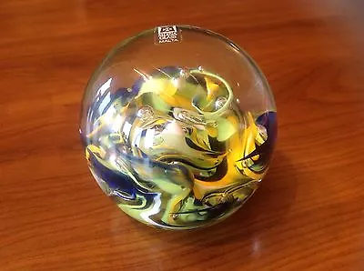 Mdina Art Glass Paperweight Multicolour Signed Dated W Label • $50.03