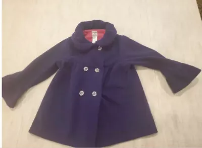 Mack & Co 6x Girls Washable Button Collared Ruffled Sleeve Purple Coat Jacket • $14.99