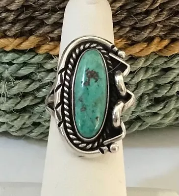 VTG Native American Sterling Silver Bezel-Set Turquoise Ring..Size 6-1/2 • $78