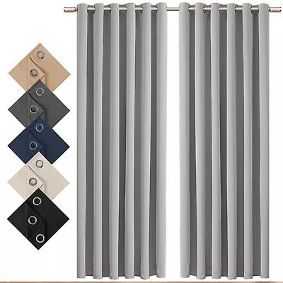 £25.75 • Buy Thick Thermal Blackout Curtains Eyelet Ring Top Ready Made Pair Curtain Panel