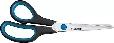 Westcott 8 Inch Easy Grip Left Handed Soft Grip Scissor  Black/Blue UK NEW • £4.55