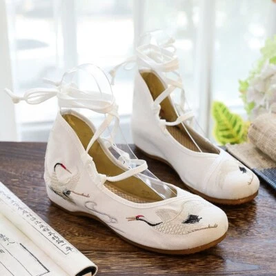 £38.18 • Buy 2023 Embroidered Women's Lace Up Ballet Flat Shoes Chinese Style Shoes
