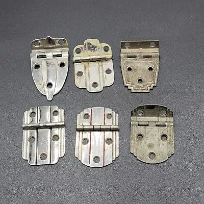$24 • Buy Set Of 6 Vintage Chrome Mixed Art Deco Cabinet Hinges Reclaimed Salvage Crafts