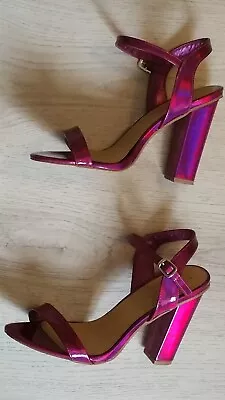 £24.95 • Buy NEW LOOK Ladies Magenta Platform Open Toe Buckle Sandals Shoes SIZE 6