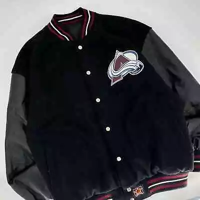Y2K Colorado Avalanche Hockey Varsity Jacket. Men’s Size L Black • $89.99