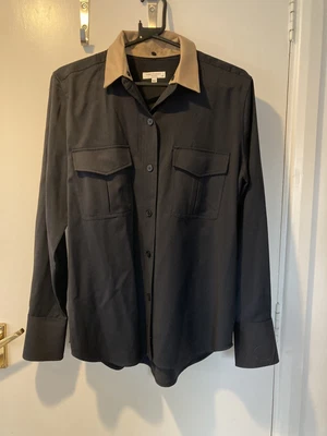£14.99 • Buy EQUIPMENT  100% Wool Black Button Up Collared Shirt Military Pockets Womens L