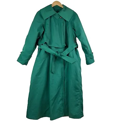 Vintage Gallery Womens Trench Coat Windbreaker Green Sz 6 Long Removable Lining • $36.62