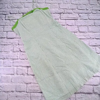 Isaac Mizrahi For Target Sheath Dress14 White Green Seersucker Fitted Sundress • $22.25