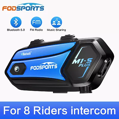 M1-S Plus Motorcycle Intercom Motorbike Bluetooth Helmet Headset 8 Riders 2000m • $69.99