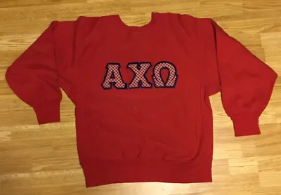 Vintage Champion Reverse Weave 80s Warmup Alpha Chi Omega Red Sweatshirt XL • $99.99