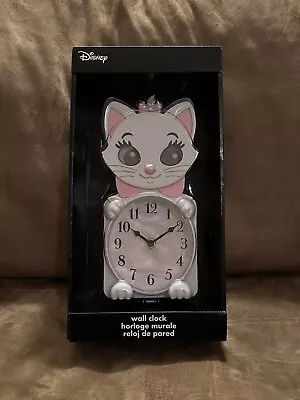 NEW Aristocats Marie Moving Eyes Wall Clock Disney Parks Cat Clock White & Pink • $65